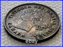 Canada 1885 10 Cents Antique Silver Coin Xf Details