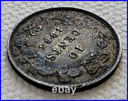 Canada 1885 10 Cents Antique Silver Coin Xf Details