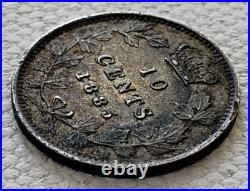 Canada 1885 10 Cents Antique Silver Coin Xf Details