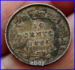 Canada 1885 10 Cents Antique Silver Coin Xf Details