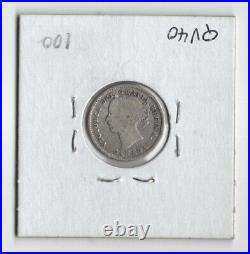 Canada 1885 10 Cents Dime Queen Victoria Sterling Silver Canadian Coin Obv 4 Vg