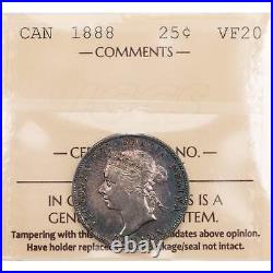 Canada 1888 25 Cents Quarter Silver Coin ICCS VF-20