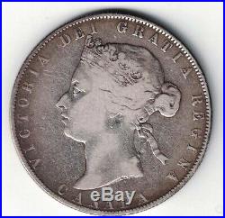 Canada 1888 Fifty Cents Half Dollar Queen Victoria Sterling Silver Coin
