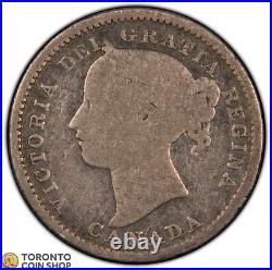 Canada 1893 Round Top 3 10 Ten Cents Silver Coin Good+