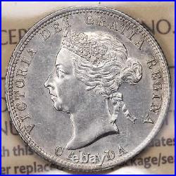 Canada 1900 25 Cents Quarter Silver Coin ICCS AU-50