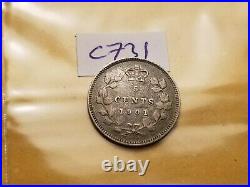 Canada 1901 5 Cent Silver Coin ID#c731