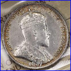 Canada 1902 25 Cents Quarter Silver Coin ICCS EF-40 (cleaned)