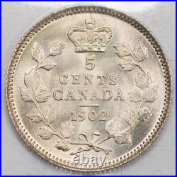 Canada 1902 5 Cents Silver Coin ICCS MS-66 Lustrous Gem