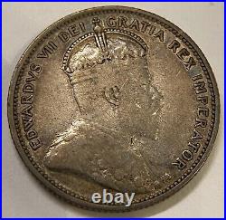 Canada 1904 25 Cents Quarter Silver Coin Fine +