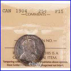 Canada 1904 25 Cents Quarter Silver Coin ICCS F-15