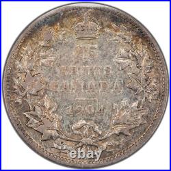 Canada 1904 25 Cents Quarter Silver Coin ICCS F-15