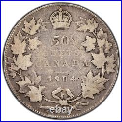 Canada 1904 50 Cents Half Dollar Silver Coin VG (rim bumps)