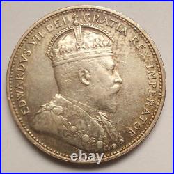 Canada 1907 Silver 25 Cent Canadian Coin King Edward VII (. 925 fine)