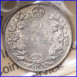 Canada 1917 50 Cents Half Dollar Silver Coin ICCS AU-55