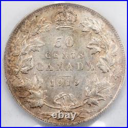 Canada 1919 50 Cents HalF Dollar Silver COin ICCS EF-45