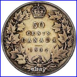 Canada 1932 50 Cents Half Dollar Silver Coin VG