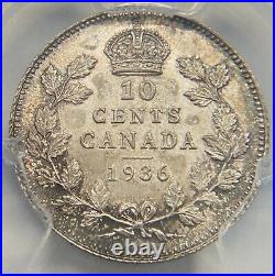 Canada 1936 10 Cents Silver Coin PCGS MS 64