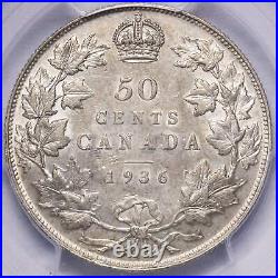 Canada 1936 50 Cents Half Dollar Silver Coin PCGS AU-53