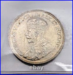 Canada 1936 Dot Silver 25 Cents Coin ICCS EF-40 Cleaned