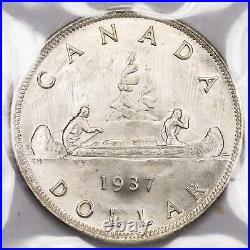 Canada 1937 $1 Silver Dollar Coin ICCS MS-64