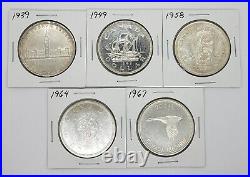 Canada 1939 1949 1958 1964 1967 Silver $1.00 One Dollar Coins Lot Of 5