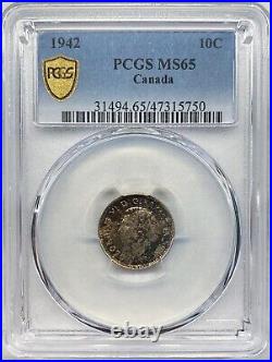 Canada 1942 10c Silver Coin PCGS MS 65