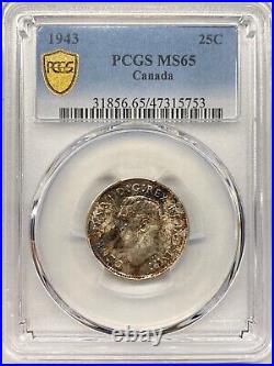 Canada 1943 25c Silver Coin PCGS MS 65