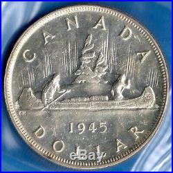 Canada 1945 $1 One Dollar Silver Coin Key Date Trend $600 ICCS MS-62