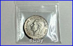 Canada 1945 Silver $1 Dollar Coin AU50 Harshly Cleaned ICCS Certified