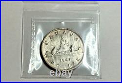 Canada 1945 Silver $1 Dollar Coin AU50 Harshly Cleaned ICCS Certified