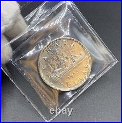 Canada 1945 Silver Dollar Graded ICCS MS-60, Nice Grade Semi Key Date Coin