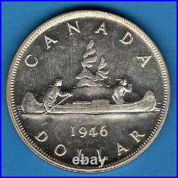 Canada 1946 $1 One Dollar Silver Coin AU / UNC
