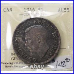 Canada 1946 $1 Silver Dollar Coin ICCS AU-55