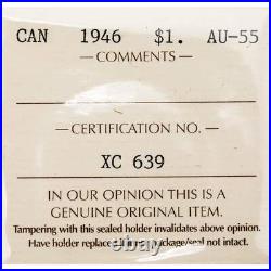 Canada 1946 $1 Silver Dollar Coin ICCS AU-55