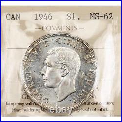 Canada 1946 $1 Silver Dollar Coin ICCS MS-62