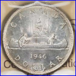 Canada 1946 $1 Silver Dollar Coin ICCS MS-63