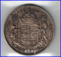 Canada 1946 Design 50 Cents King George VI 800 Silver Coin Graded Iccs Ef40