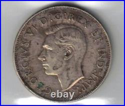 Canada 1946 Design 50 Cents King George VI 800 Silver Coin Graded Iccs Ef40