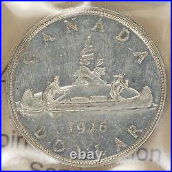 Canada 1946 Short Waters Line $1 Dollar Silver Coin ICCS MS 60