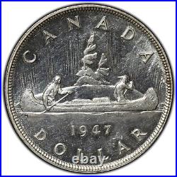 Canada 1947 Blunt 7 $1 One Dollar Silver Coin