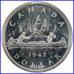Canada 1947 Blunt 7 7/7 $1 Silver Dollar Coin ICCS MS-60