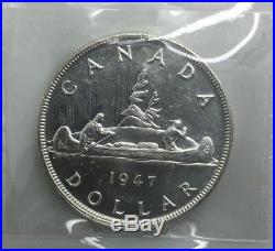 Canada 1947 Blunt 7 Silver Dollar MS64 ICCS Near GEM Original Coin George VI