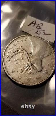 Canada 1947 Dot Extremely Rare Variety 25 Cent Silver High Grade Coin Idss34