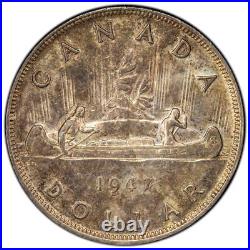 Canada 1947 Maple Leaf $1 Silver Dollar Coin Key Date! VF-30 Canada 1947 Maple Leaf $1 Silver Dollar Coin Key Date! VF-30