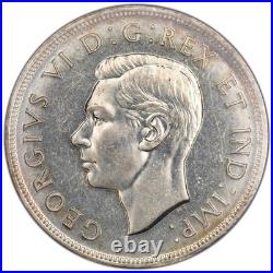 Canada 1947 Maple Leaf Dbl HP $1 Silver Dollar Coin ICCS AU-55