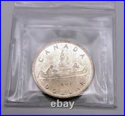 Canada 1947 Pointed 7 Dot Silver $1.00 Dollar Coin ICCS EF40