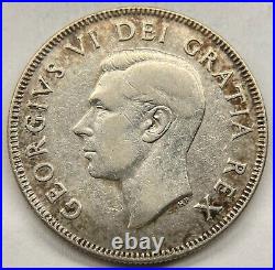 Canada 1948 50 Cents Half Dollar Silver Coin Very Fine