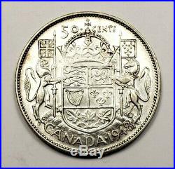 Canada 1948 Silver 50 Cents Partial Plugged 4 Hearing Aid Variety Coin