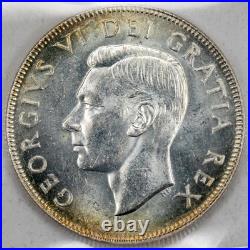 Canada 1949 50 Cents Half Dollar Silver Coin ICCS MS-64
