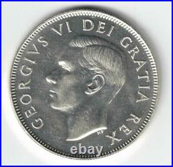 Canada 1950 No Design 50 Cents Half Dollar King George VI Canadian Silver Coin